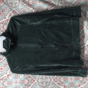 Faded Glory Green Velvet Zip Up Jacket, Size M (8-10)